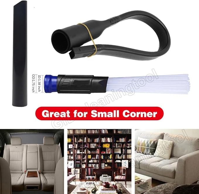 14 Pcs Household Cleaning Vacuum Cleaner Attachments Kit for Shop Vac Accessories with 1 1/4" Vacuum Brush Flexible Crevice Tool, Vacuum Cleaner Straw Tubes and Vacuum Hose Adapter Kit