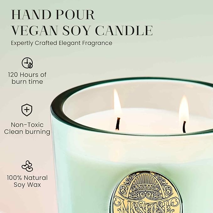 M&SENSE Two-Wick Eucalyptus Mint Candle for Relaxation | 120-Hour Burn Aromatherapy Soy Candle | Calming Stress Relief & Home Fragrance | 19.8 OZ Luxury Scent for Bedroom, Office & Gift