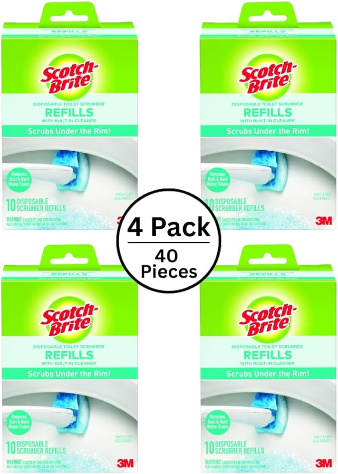 Scotch-Brite Disposable Toilet Scrubber Refills, Removes Rust & Hard Water Stains, 10 Disposable Refills Blue - (4-Pack)