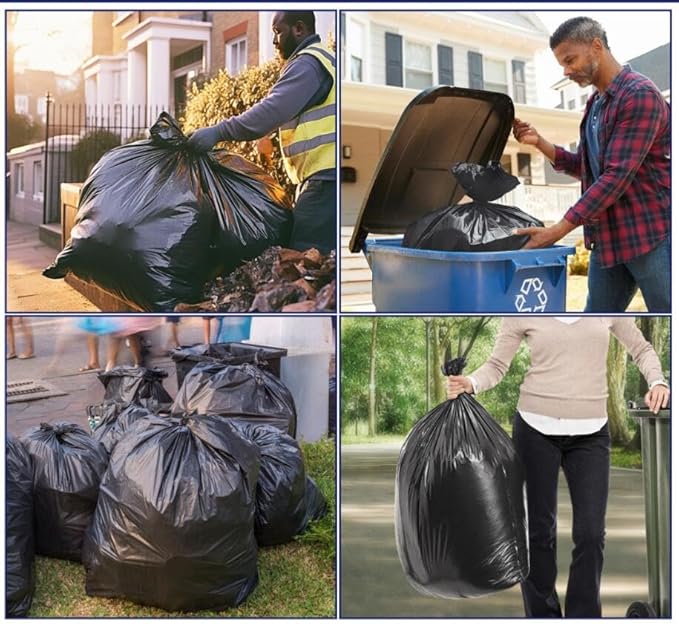 30-33 Gallon 300 Counts Large Trash Bags Black Garbage Bags, Large Trash Can Liners for Home,Kitchen,Office,All Purpose Light Residential or Commercial Waste,Outdoor Lawn and Leaf Bags