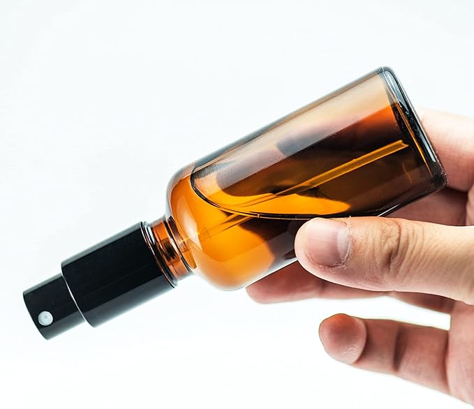YIZHAO Amber Glass Spray Bottles 4oz, with Small Fine Mist Spray, Metal Cap, Refillable for Essential Oil,Travel,Cleaning,Perfume,Aromatherapy,Makeup – 9 Pcs
