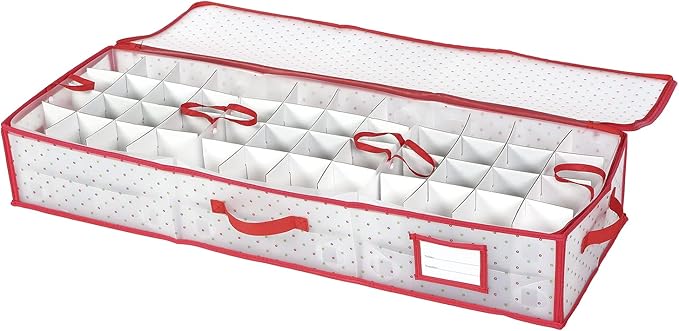Sattiyrch Plastic Christmas Ornament Storage Box with Trays,Customizable Dividers, Dust-Proof Durable Ornament Organizer Holder,Christmas Storage Containers,Holds 96 x 3 Ornaments