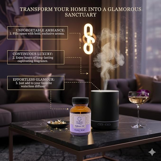 G's Breeze Super Star Diffuser Oil – 60ml Soft & Soothing Super Star Scent, Long-Lasting Aroma for Nurseries, Bedrooms, & Living Rooms, Easy Refill for Fragrance Oil Diffuser