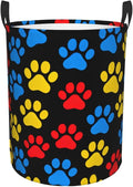 Laundry Hamper, Colorful Paw Print Pattern, Collapsible Polyester Storage Basket with Handles, 15.7x19.6 Inches (Colorful Paw)