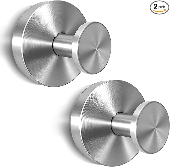 2026 Upgraded Drill-Free Suction Cup Hooks, Stainless Steel Suction Cup Hooks for Shower, Mirror, Wall, Bathroom, Glass, Hanging Towels - 2 Pack