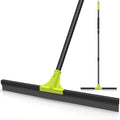 TidyBliss Floor Squeegee Heavy Duty, 24” Rubber Foam Water Scraper Broom, Epoxy Wiper Mop with 62 inches Long Handle for Cleaning Concrete Pool Rug Garage Deck Shower Window Outdoor Indoor (Green)