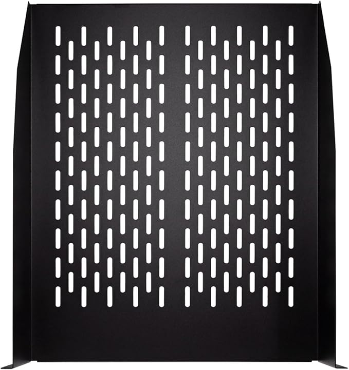 NavePoint 2U 19-Inch Universal Vented Rack Mount Cantilever Fixed Server Cabinet Shelf 22-Inches Deep Black