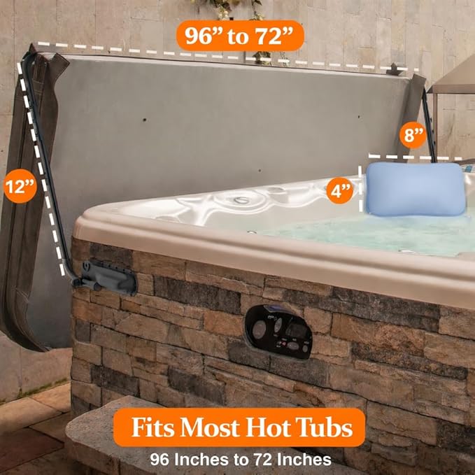 Byers Choice Hot Tub Cover Lifter - 96" to 72" Pivot Top Mount Spa Cover Lift - Adjustable Hot Tub Cover Lift - Fits Most Spa Hot Tubs - Collapsible Spa Cover Lifter - Reinforced Brackets Lift
