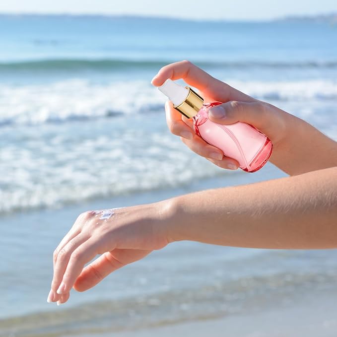 Roshtia 30 Pcs 2 oz/ 60 ml Rose Gold Glass Spray Bottle Refillable Perfume Atomizer Clear Decorative Empty Bottles with Fine Mist Sprayer Pump for Face Body Travel