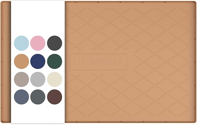 URMONA Under Sink Mat for Kitchen Waterproof, 34" x 22" Silicone Under Sink Mat for Shelf Liner Organizer, Cabinet Sink Protector Under Sink Liner for Bottom Kitchen, Bathroom(Khaki)