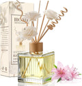 Lily Reed Diffuser Set - 6.7 oz Glass Bottle with 4 Rattan Sticks, 3 Dried Flowers | Adjustable, Long-Lasting Scent for Home, Bedroom, Living Room, Office, Bathroom | Aromatherapy Gift Set