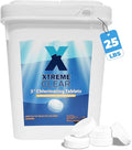 Xtremeclear 3" Chlorine Tablets Bucket, 3-inch Individually Wrapped, 25 lbs Chlorinating Tabs for Swimming Pools, Hot Tubs, Spa Slow Dissolving 25 Pound Bucket