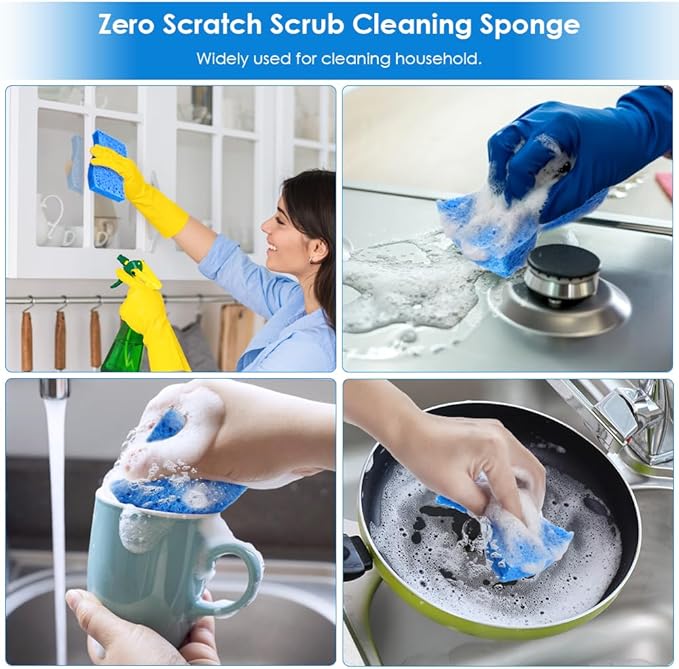 Wsivoiv 8 PCS Dish Sponges Kitchen, Premium Blue Dish Washing Kitchen Sponge, Compressed Cleaning Sponges for Cleaning Kitchen and Bathroom, Non Scratch Scrub Sponge, Cleans Quickly and Well