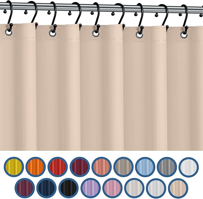 Italian Collection Premium Shower Curtain Liner, 72" W X 72" H - 6G PEVA Shower Curtain with 12 Rust Proof Grommets and Magnet-Weighted Bottom Hem - Moisture Stain Proof Shower Curtain Liner - Beige