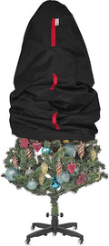 Upright Christmas Tree Storage Bag - Fits 7 Ft Artificial Xmas & Topiary Tree, Vertical Holiday Cover, Durable, Dustproof & Easy-Use Xmas Storage, Black