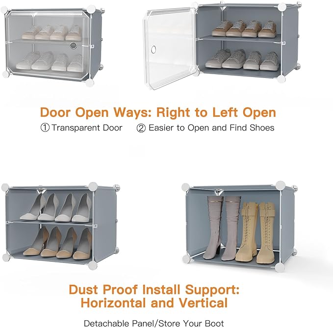 Portable Shoe Rack Organizer with Covers 48-Pair Shoe Storage Cabinet with Doors Stackable Shoes Rack Shoe Organizer for Closet Entryway FreeStanding Closed Shoe Rack Shoe Storage Shelf Cabinet
