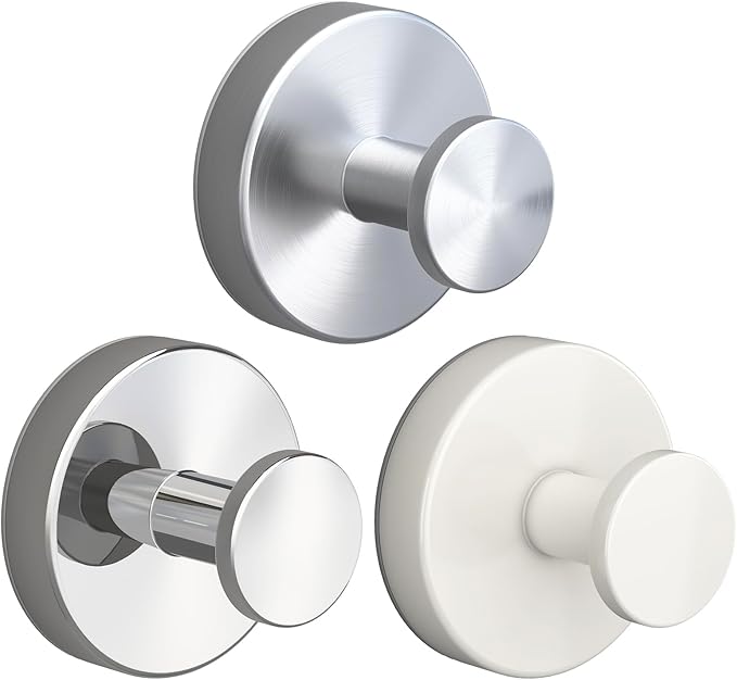 2026 Suction Cup Hooks for Shower, Towel, Home Storage, Window, Bathroom, Wreath, Kitchen, Class Door, Mirror, No-Drill Removable Heavy Duty up to 15 lbs Hook Holder (3 Pack, White+Silver)
