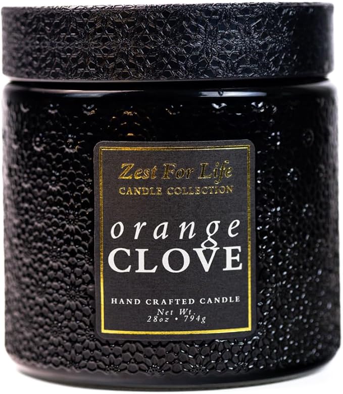 A Cheerful Giver - 28oz Large Scented Candle Jar with Lid- Zest for Life - 130 Hours of Burn Time, Gift for Women (Large, Orange Clove)