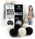 Wool Dryer Balls for Laundry – 6 XL Organic New Zealand Wool Balls | Anti-Static, Reduces Wrinkles, Shortens Drying Time | Reusable Eco-Friendly Fabric Softener Alternative (White & Black Set)