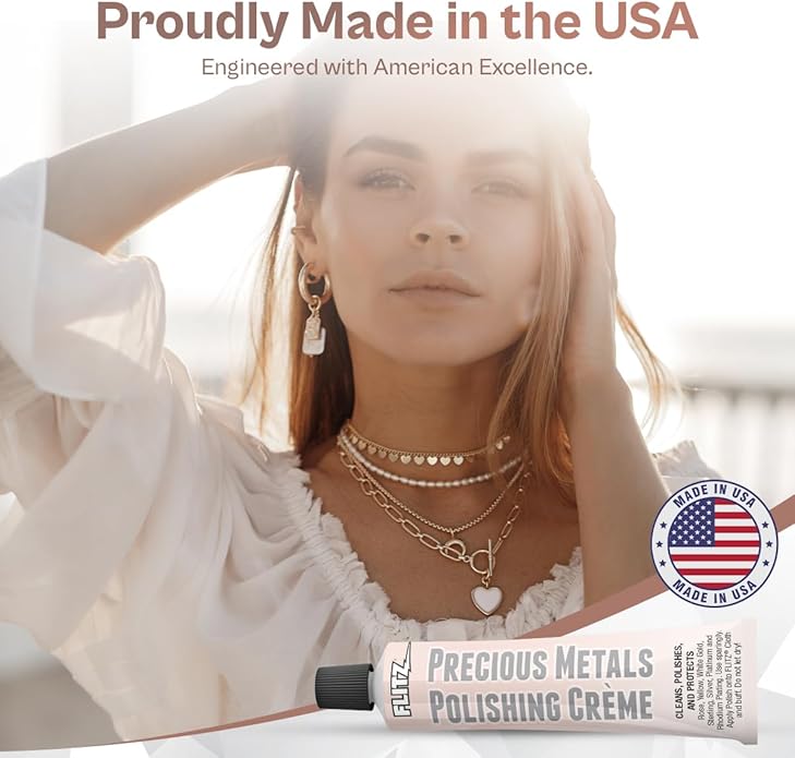 Flitz Precious Metals Polishing Creme - 1.76oz Tube of USA-Made Gold and Sterling Silver Jewelry Cleaner and Polish - Diamond Ring Cleaner to Remove and Protect Against Tarnish