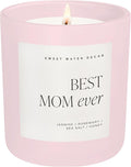 Sweet Water Decor Best Mom Ever Scented Candles - Soy Candles with Lemon, Rosemary, Jasmine, Honey, Violet, Sea Salt, Amber & Musk - Candle Wax with 70 Hours Burn Time - 15Oz Pink Matte Jar Candles
