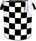 Black White Checkered Laundry Basket Storage Bin Foldable Laundry Hamper Clothes Storage Bucket Organizer 19.6x15.7 Inch For Laundry Room/Bedroom/Bathroom