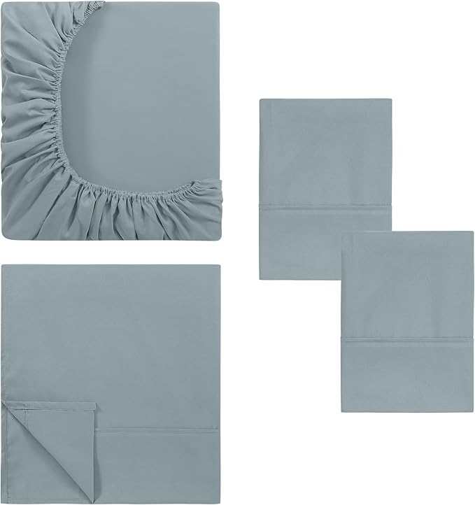 Modern Threads Soft Microfiber Solid Sheets - Luxurious Microfiber Bed Sheets - Includes Flat Sheet, Fitted Sheet with Deep Pockets, & Pillowcases Ocean Full