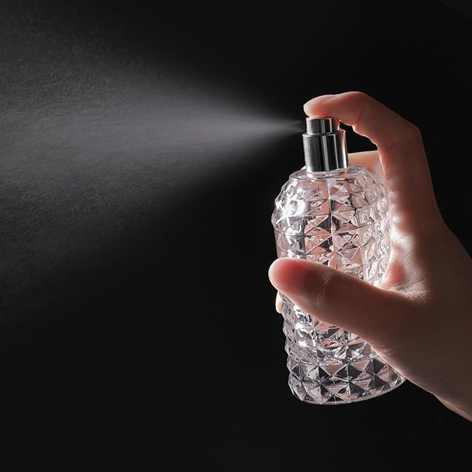 Yerpkefey 100ml/3.4 Oz Glass Spray Bottle Perfume Atomizer,Empty Travel Refillable Perfume Spray Bottle with 3 Kinds of Dispenser (A1)