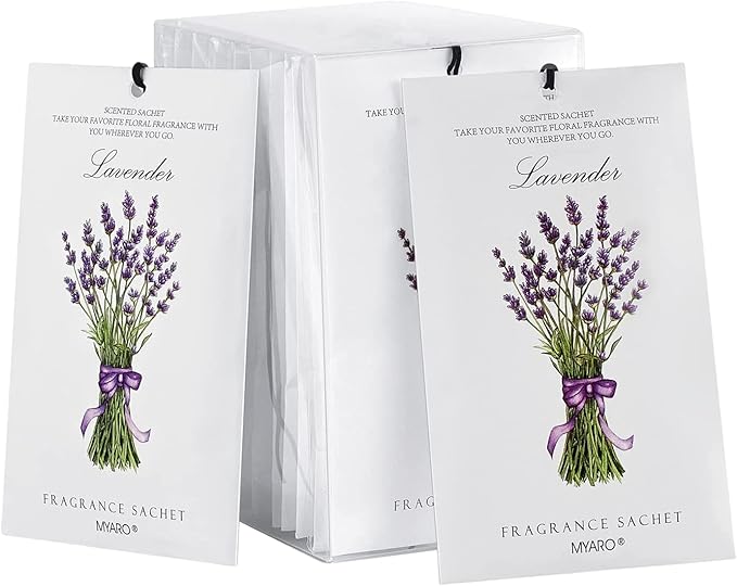 MYARO 12 Packs Lavender Scented Sachets Air Freshener for Drawer and Closet, Long-Lasting Sachet Bag Room Car Odor Deodorizer Fresh Scent Home Fragrance