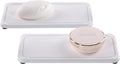 NiuYichee 2 Pcs Water Absorbing Stone Trays, Kitchen/Bathroom Sink Soap Dish, Diatomite Tray Used for Hand Soap & Cosmetic Bottles in The Modern Home, 4" W x 8.3" L, White