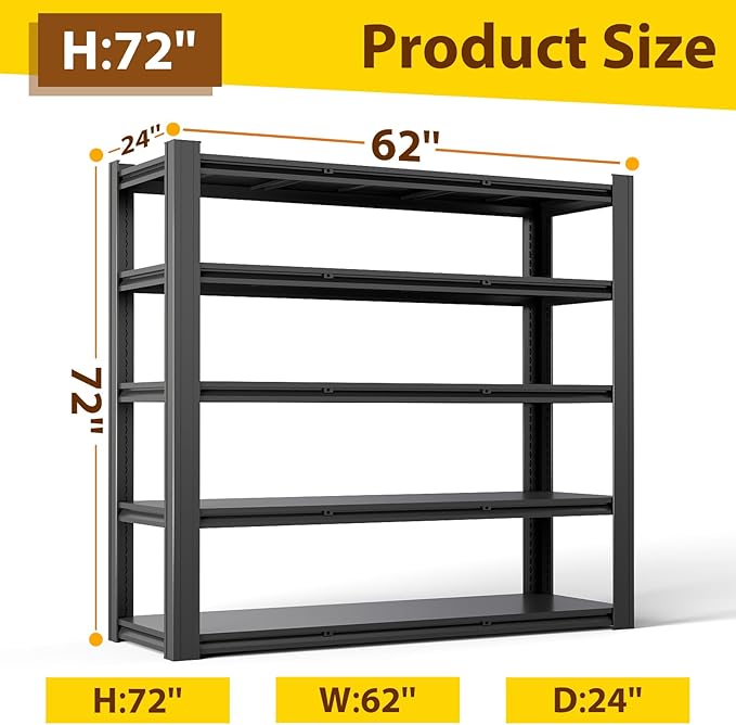CXDMB Heavy Duty Storage Shelves Unit, Adjustable Metal Garage Shelving,3500LBS Garage Storage Industrial Shelves,Storage Racks,Steel Shelf Suitable for Shop,Warehouse,Basement
