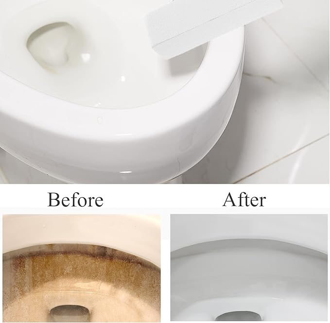 2 Pack Pumice Stone for Toilet Bowl Cleaning with Handle, Scouring Stick Remove Toilet Bowl Hard Water Rings, Calcium Buildup and Rust for Cleaning Toilet, Bathroom, Kitchen Sink, Grill (White)