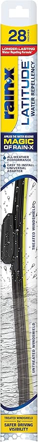 Rain-X 5079282-2 Latitude 2-In-1 Water Repellent Wiper Blades, 28 Inch Windshield Wipers (Pack Of 1), Automotive Replacement Windshield Wiper Blades With Patented Repellency Formula