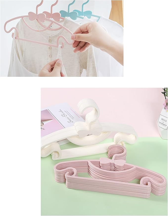 YYaaloa 60pcs Kids Clothes Hangers - Baby & Toddler Plastic Hangers (Pink, 60pcs)