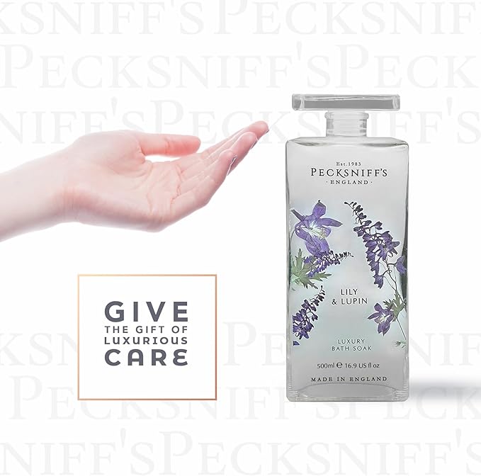Pecksniff's Lily & Lupin Bath Soak Decanter | 500ml/16.9 Fl Oz