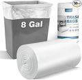 Charmount 8 Gallon Trash Bags, 50 Count Medium Garbage Bags Trash Can Liners for Bathroom Kitchen Office, Clear, Unscented