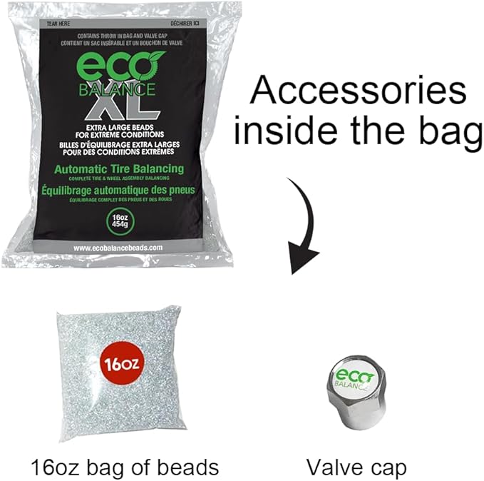 ECO Balance 16-ECOXL12 ECO XL Extreme Condition Tire/Wheel Balancing Beads - Off-Road Vehicles, Light Duty Truck Tires, (12) 16oz Balance Bead Bags, (12) Valve Caps