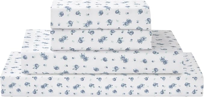 Modern Threads Silky Soft Microfiber and Wrinkle Free Sheets - Luxurious Microfiber Bed Sheets Includes Flat Sheet, Fitted Sheet with Deep Pockets, & Pillowcases Sweet Rose Blue, Twin