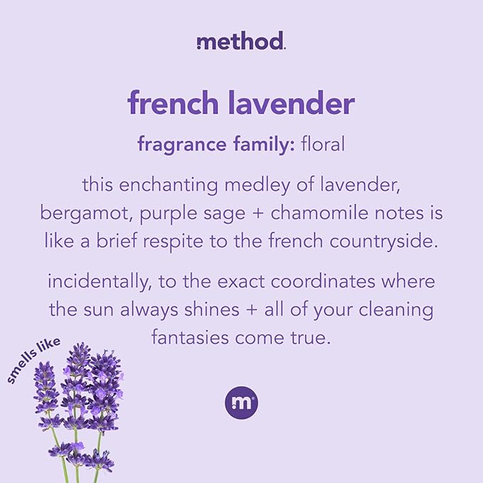 Method All-Purpose Cleaner Refill, French Lavender, Perfect for Most Counters, Tiles, Stone, and More, 68 Fl Oz bottles, (Pack of 6)