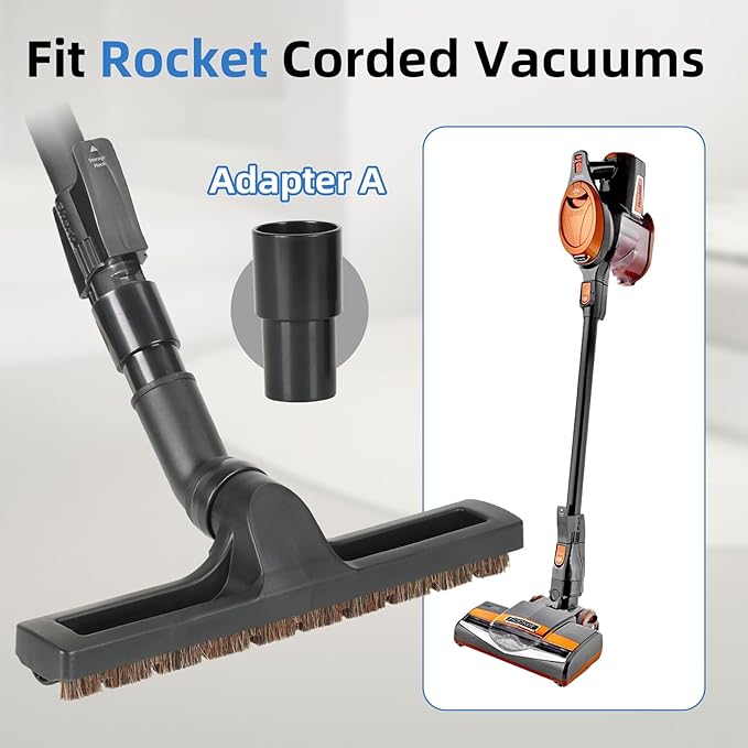 Kodahome Hardwood Floor Brush Vacuum Attachment for Shark Navigator NV350 NV360 Rotator NV500 Stratos, Corded Stick Rocket HV301 HV322, 1-1/4" Accessories with Adapters (Shark Hardfloor Brush)