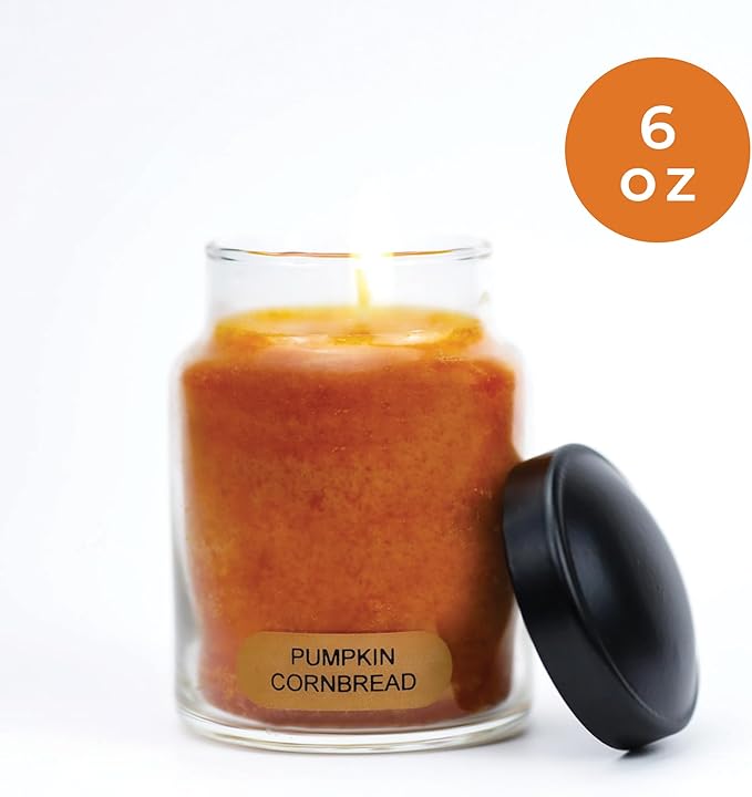 A Cheerful Giver - Pumpkin Cornbread - 6oz Baby Scented Candle Jar with Lid - Keepers of The Light - 30 Hours of Burn Time, Gift for Women, Orange