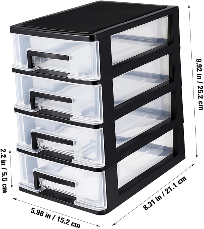 DOITOOL 4 Tier Plastic Drawer Type Closet Plastic Home Office Storage Organizer Makeup Organizer Storage Station Cubes Cosmetics Jewelry Box for Bathroom Dorm Desk Office