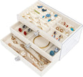 Earring Holder Organizer, Acrylic Jewelry Box with 3 Drawers, Earring Storage Box for Earrings, Rings, Necklaces, Bracelets, Jewelry Organizer and Storage for Women, Velvet Trays, IDEAL Gift