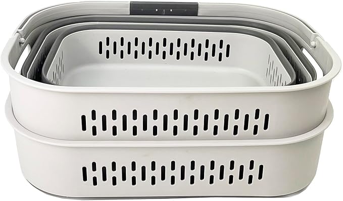 SAMMART 38L(10 Gal) Collapsible Laundry Basket - Foldable Pop-Up Storage Container/Organizer-Portable Space Saving Hamper, Measure 17.5x13.3x15.7"/3.8" Expanded/Collapsed (2, Grey)