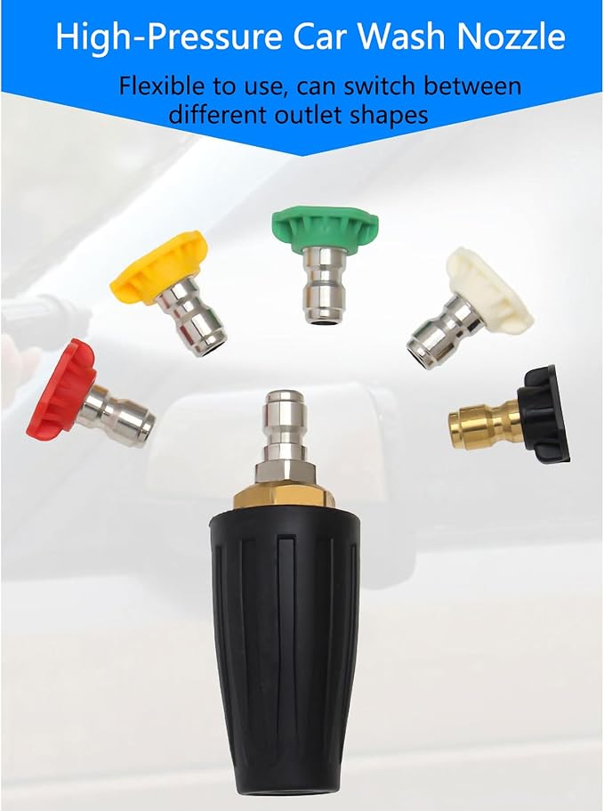 FKKWUOT Turbo Nozzle Pressure Washer Tips,4000 PSI 4.0 GPM 4.0 Orifice,with 5 Pieces Spray Tips Kit Multiple Degrees(0, 15, 25, 40, 65 Degrees) (Black-Single nozzle)