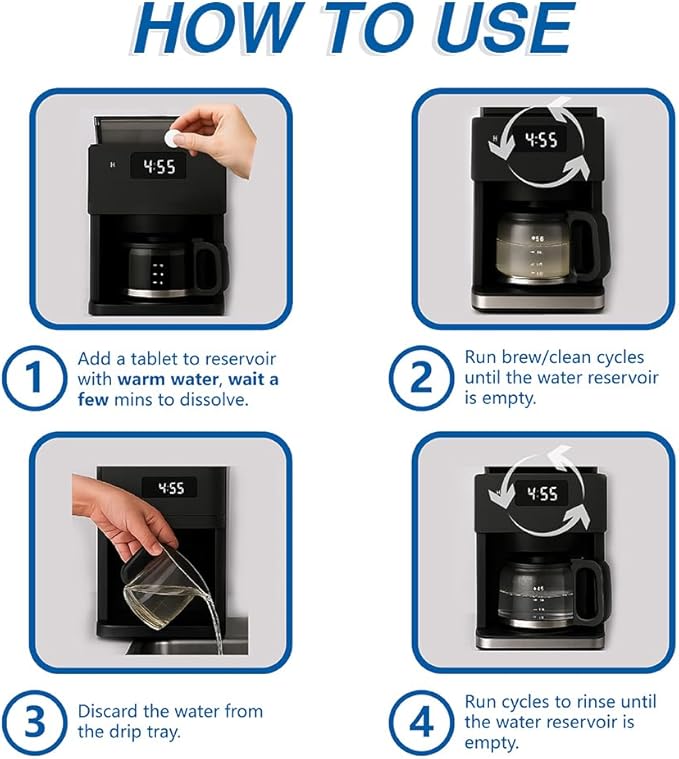 48Tabs–Coffee Maker Cleaner and Descaler & Coffee Pot Cleaner. Powerful Keurig Descaling Solution. Coffee Machine Descaler Tablets Compatible with Keurig, Breville, Miele, DeLonghi & Espresso Machines