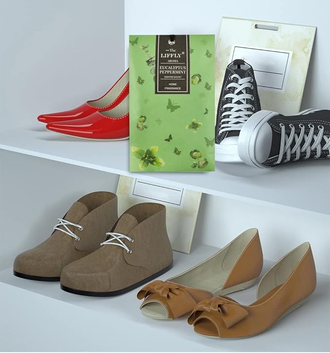 LIFFLY 14 Packs Eucalyptus Peppermint Scented Sachets Bag fit Drawers and Closets Long Lasting