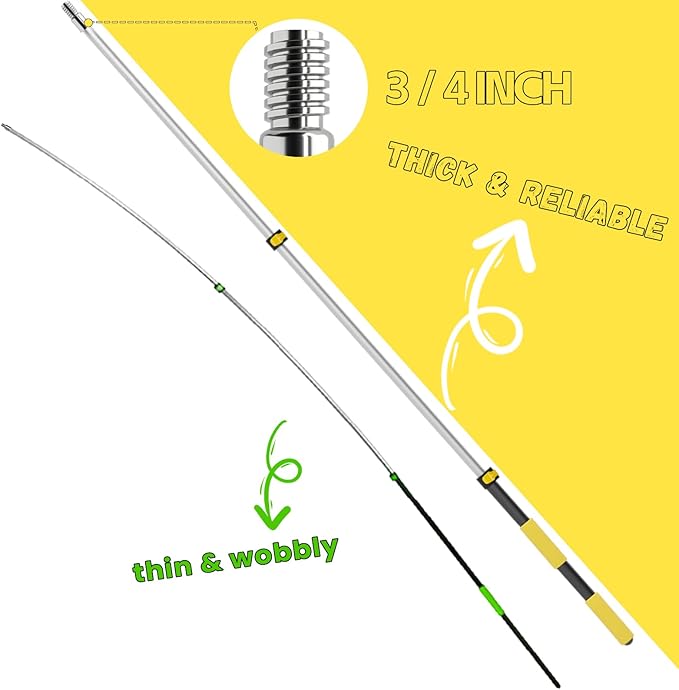 150'' Long Reach Window Squeegee with Telescoping Extension Pole, 2-in-1 Indoor/Outdoor Cleaning Tool with 270° Rotatable Head, Lightweight Alloy Aluminum Pole for Shower Door, Mirror, Car Windshield