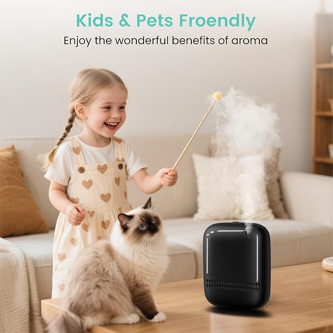 2025 Upgraded 2000 Sq.Ft Coverage HVAC Waterless Essential Oil Diffuser with Bluetooth Control, 400ML Capacity for Whole House, Home, Hotel, Smart Scent Air Machine, Cold Air Tech (No Oils) Black