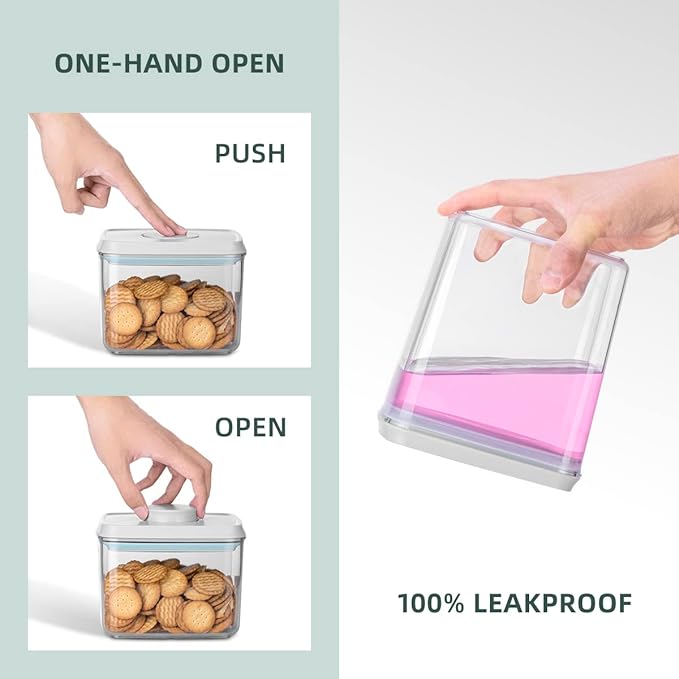 EQI 12 Pcs Pop Airtight Food Storage Containers with Lids for Kitchen Pantry Organization Stackable Cereal Snacks Flour Sugar Coffee Spaghetti (1.2, 2.0, 2.7, 3.3qt)*3